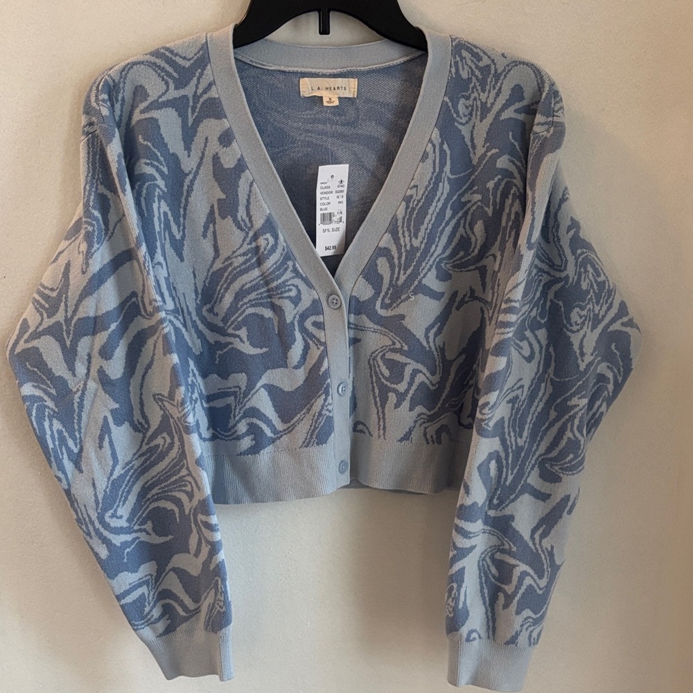 NWT PacSun Blue and Gray Patterned Cardigan